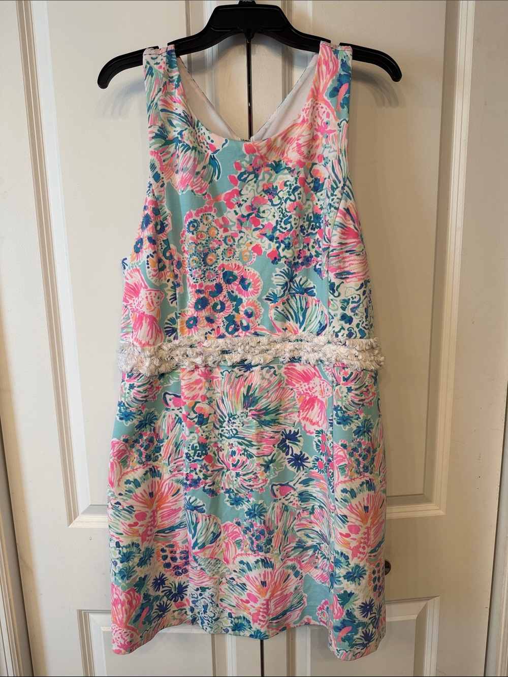 Lilly Pulitzer Sleeveless Floral Shift Dress in Aqua and Pink